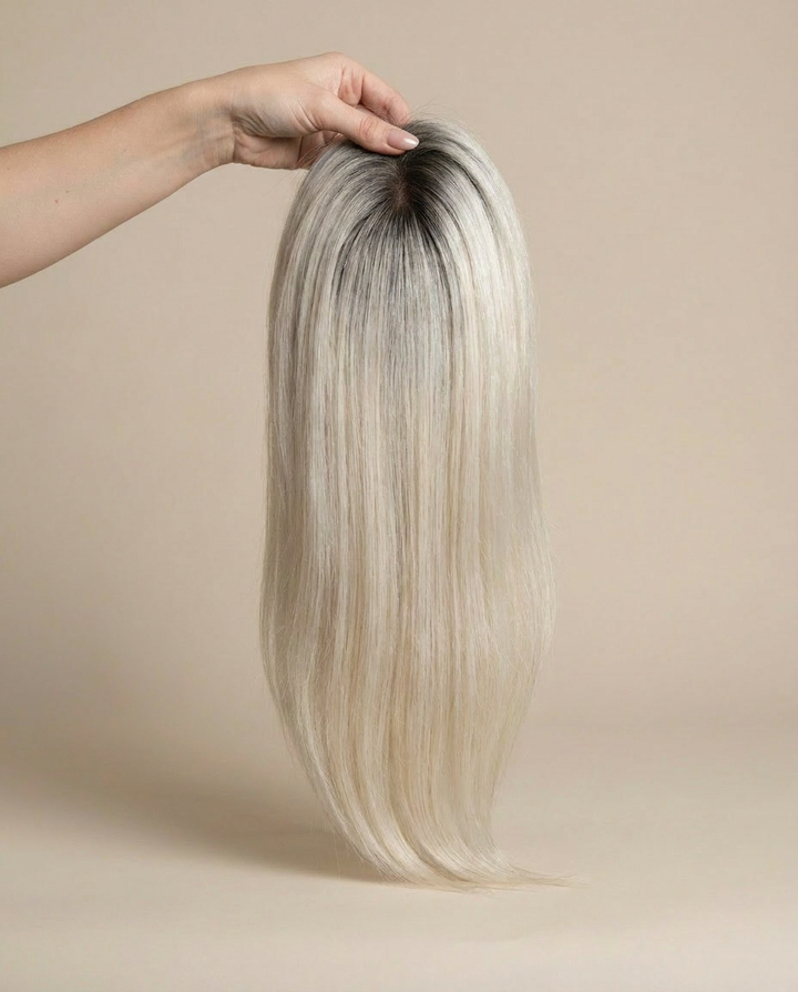 Ash Blonde Thin Silk Hand-Tied Topper