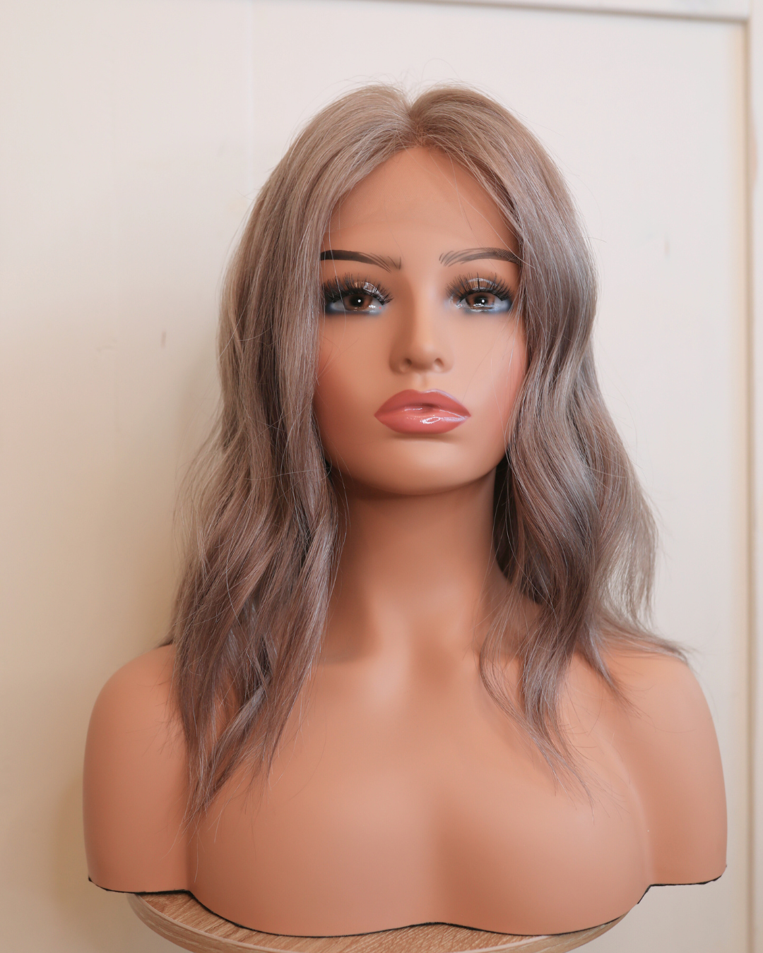 Ashy Medium Blonde Lace Front Silk Top Wig - 12"