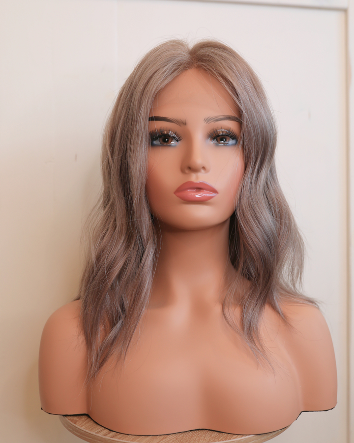 Ashy Medium Blonde Lace Front Silk Top Wig - 12"