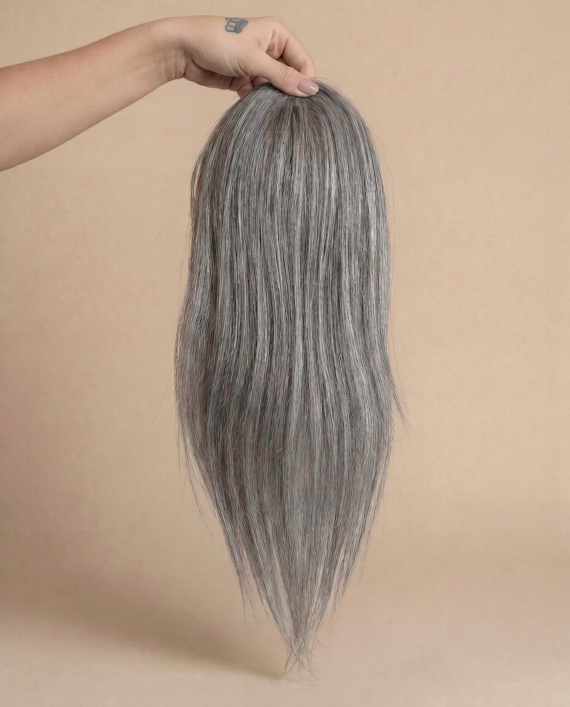 Grey Thin Silk Hand-Tied Topper