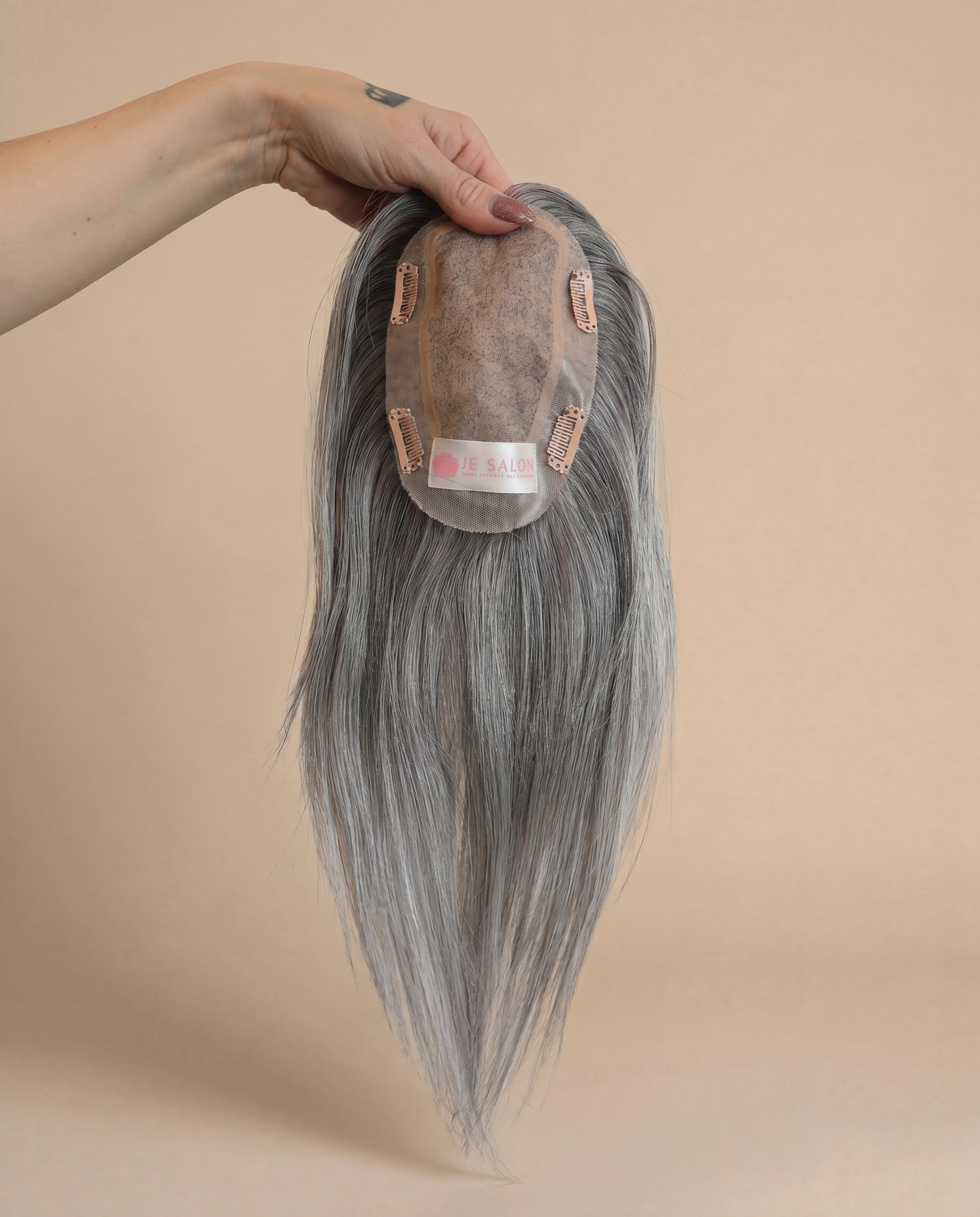 Grey Thin Silk Hand-Tied Topper